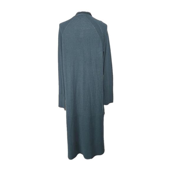 Talbots Large Green Long Duster Cardigan Sweater 100% Merino Wool NWT - Picture 4 of 5